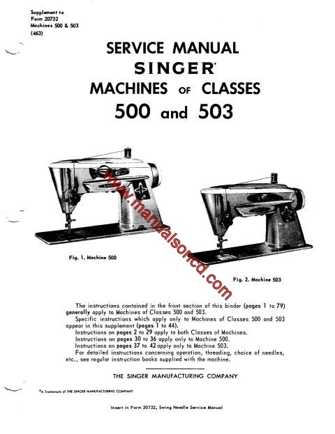 Singer 500 And 503 Sewing Machine Service Manual