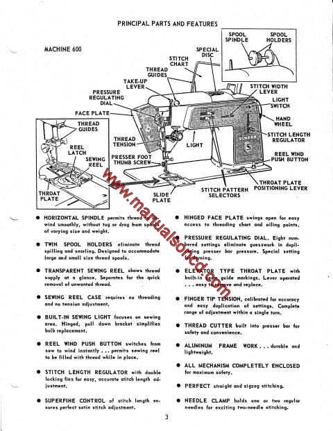 Singer 600 Deluxe Zigzag Sewing Machine Instruction Manual