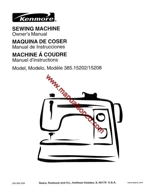 Kenmore 385.15202 - 15208 Sewing Machine Instruction Manual
