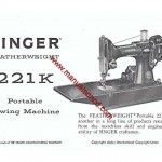 Singer Featherweight 221K Sewing Machine Manual