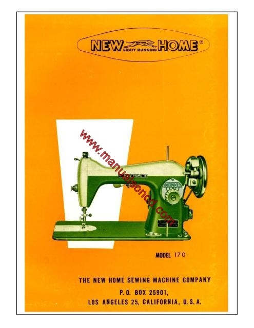 New Home 170 Sewing Machine Instruction Manual