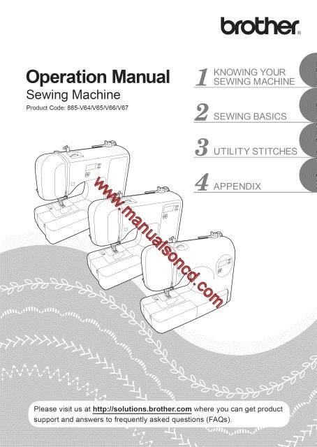 Brother SC9500 Sewing Machine Instruction Manual