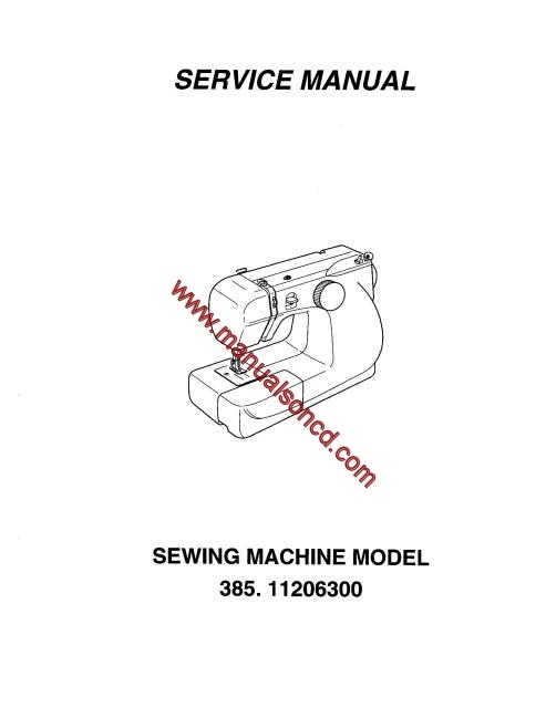 Kenmore 385.11206300 Sewing Machine Service Manual