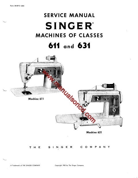 Singer 611 Sewing Machine Service Manual