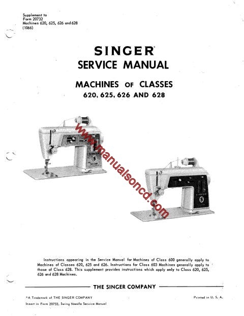 Singer 620 Sewing Machine Service Manual