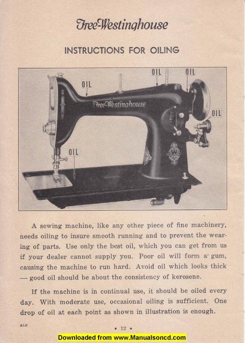 Free Westinghouse Rotary Sewing Machine Manual Model ALB