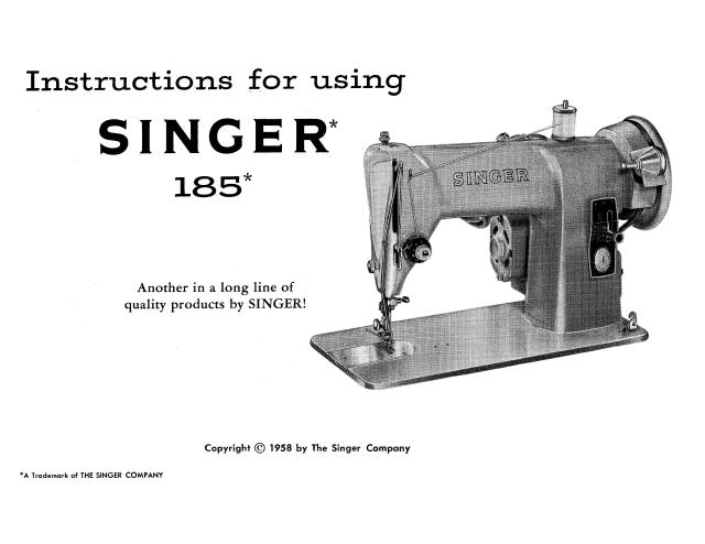 Singer 185J Sewing Machine Instruction Manual