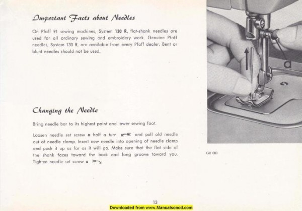 Pfaff 91 Sewing Machine Instruction Manual