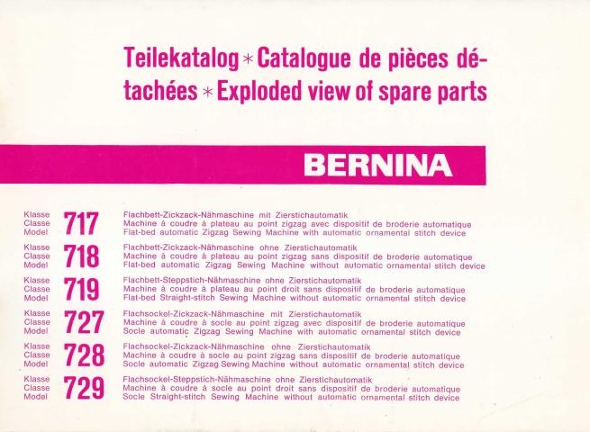 Bernina 700 Class Sewing Machine Parts Manual