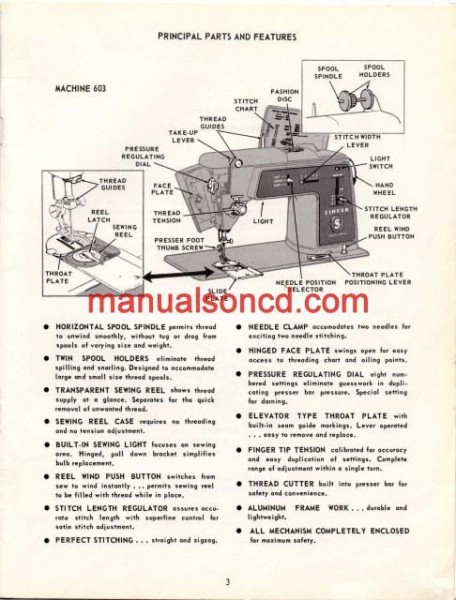 Singer 603 Sewing Machine Instruction Manual