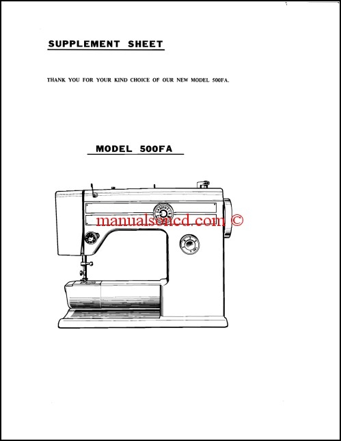 Riccar Super Automatic Model 500FA Sewing Machine Instruction Manual