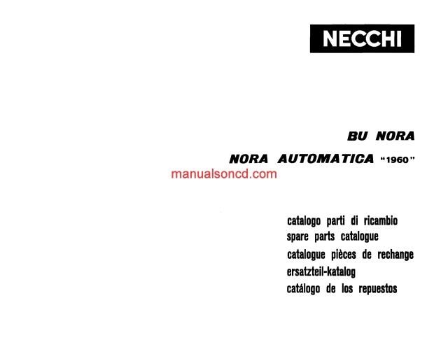 NECCHI MODEL 1960 BU Nora and Nora Automatica Parts Catalogue