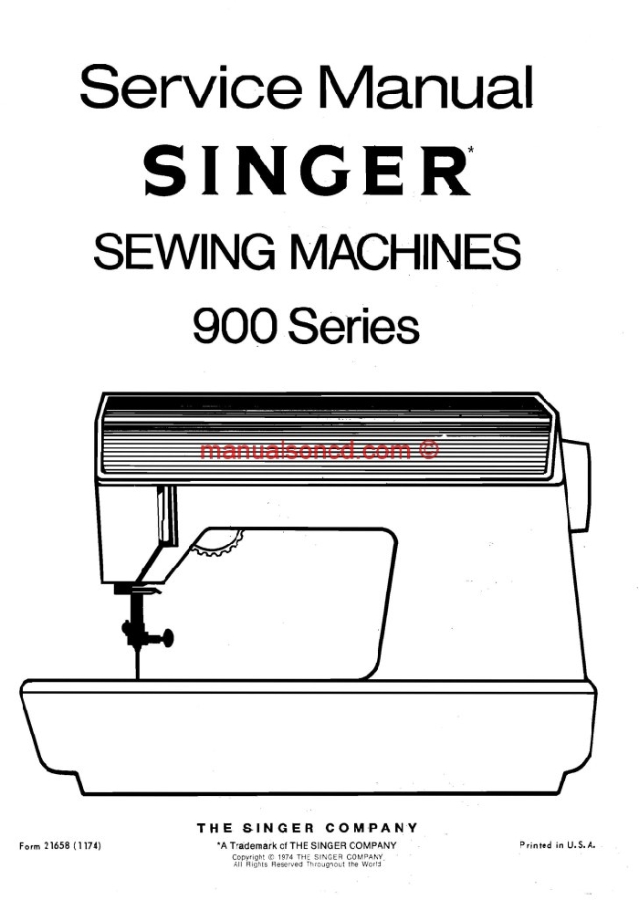 Singer 900 - 920 Futura Series Sewing Machine Service Manual