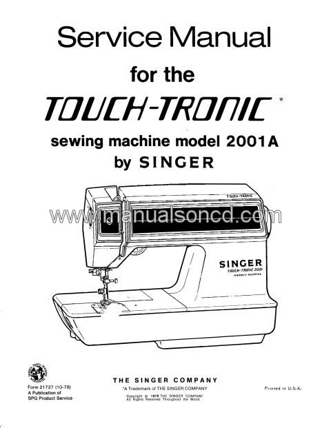 Singer Touch-Tronic 2001A Service And Repair Manual