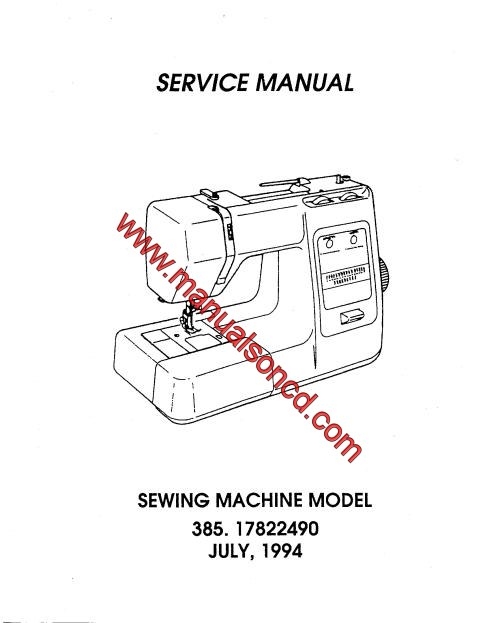 Kenmore 385.17126690 Sewing Machine Service Manual