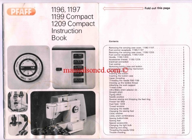 Pfaff 1196, 1197, 1199, 1209 Sewing Machine Instruction Manual